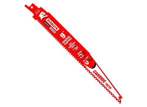 Diablo (DS0909CGP3) Demo Demon Carbide Teeth Reciprocating Saw Blades for General Purpose Cuts - 9" Length, 6/9 TPI (Pack of 3)