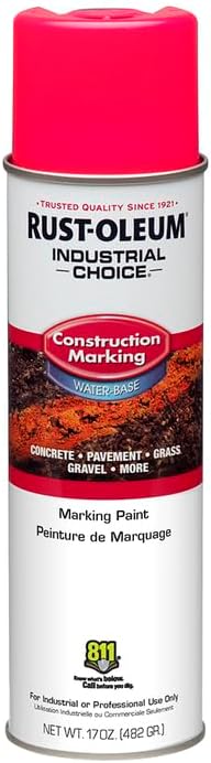 Rust-Oleum 264702 Industrial Choice M1400 System Water-Based Construction Marking Spray Paint, 17 oz, Fluorescent Pink (Pack of 12)