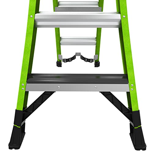 Little Giant Ladders, King Kombo 2.0 XT, Industrial, M6, 6 Ft. A Frame, 10 Ft. Extension, Fiberglass, Type 1AA, 375 lbs Weight Rating, (13936-071), Hi-viz Green