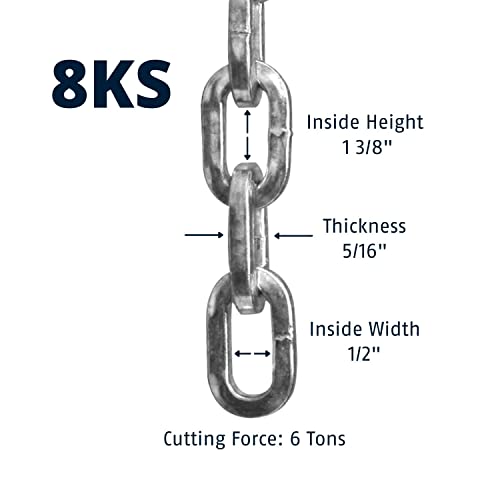 ABUS Hardened Steel 8KS 10 Foot x 5/16" Thick Square Security Chain for Bikes, Containers, Trailers, ATV, Motorcycles and Personal/Industrial Property