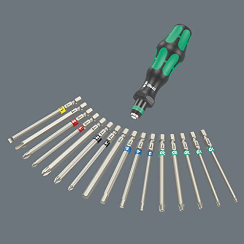 Wera - 05059303001 - Screwdriver Interchangeable Blades Set, Kraftform Kompakt 60 Tool Finder, 17 Pieces