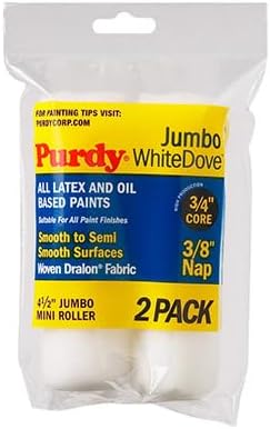 Purdy 14G624012 White Dove Jumbo Mini-Roller Cover, 4-1/2” x 3/8” Nap, Woven (Pack of 2)