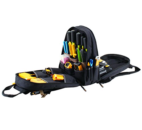 CLC Work Gear 1134 Carpenter's Tool Backpack, 44 Pockets, Padded Back Support, Black