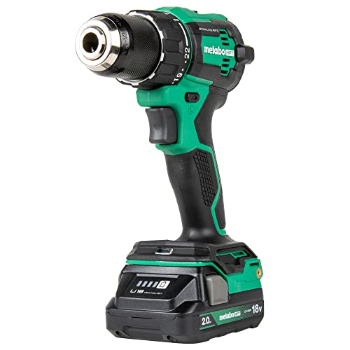 Metabo HPT 18V MultiVolt� Cordless Brushless Hammer Drill Kit |1/2-Inch Chuck | Includes 2-18V 2.0Ah Batteries | 620 in-lbs of Torque | Reactive Force Control | DV18DEX