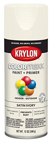 12 oz Krylon K05567007 COLORmaxx Ivory Paint & Primer Spray Paint, Satin