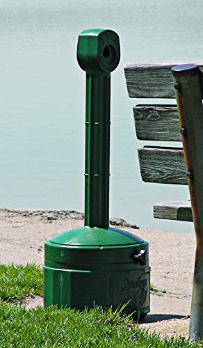 Justrite, Personal Smoker�s Cease-Fire Outdoor Ashtray, Polyethylene Standing Ashtray with Steel Bucket, 1 Gallon, Green, 26806G