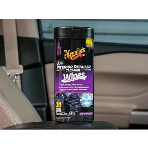 Meguiar's Quik Interior Detailer Wipes - This Non-Greasy Formula Cleans and Protects All Interior Surfaces - Easy Cleaning and Detailer, All Surface Car Wipe with UV Protection, 25 Wipes