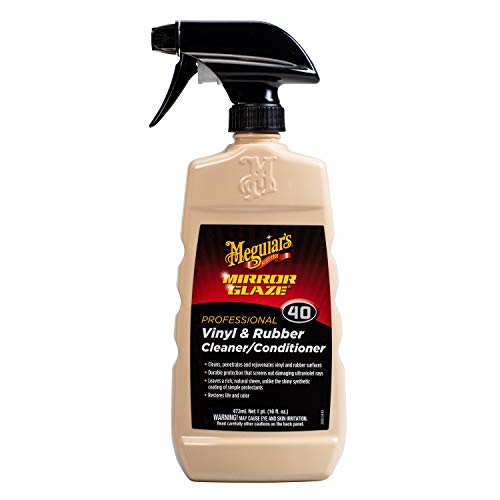 Meguiar's Professional Vinyl and Rubber Cleaner Conditioner M4016 - Pro-Grade for Interior and Exterior, Screens out UV Rays while Leaving Behind a Natural Sheen, 16 Oz