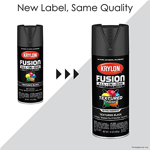 12 oz Krylon K02776007 Black Fusion All-In-One Paint & Primer Spray Paint, Textured