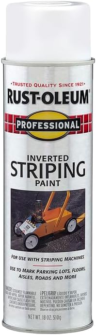 Rust-Oleum 2593838 Professional Inverted Striping Spray Paint, 18 oz, White (Pack of 6)