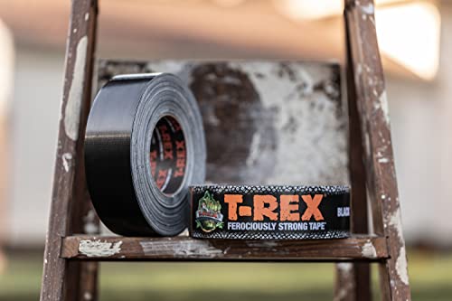 T-Rex Tape Heavy Duty Duct Tape with UV Resistant & Waterproof Backing for Ferociously Strong Repairs, 1.88" x 30 yd, Black, 1 Roll
