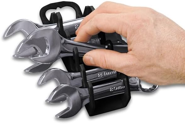 Ernst Manufacturing 11-Wrench Stubby Gripper Portable Wrench Organizer - High Visibility, Fits 3/8" to 1", Ergonomic Design (Model 5078HV) 11 Tool Hi-viz
