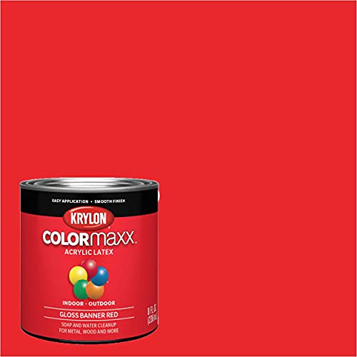 1 qt Krylon K05616007 Banner Red COLORmaxx Paint & Primer, Gloss