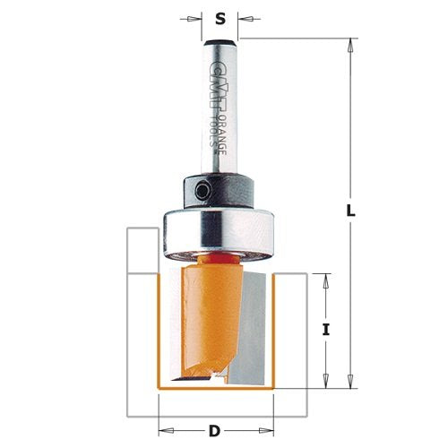 CMT Pattern Bit with Bearing, 1/4-Inch Shank, 1/2-Inch Diameter, Carbide-Tipped