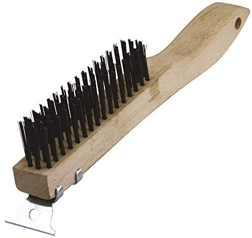 Warner 10" 4x16 Row, Wood Handle Wire Brush w/Scraper, 11083