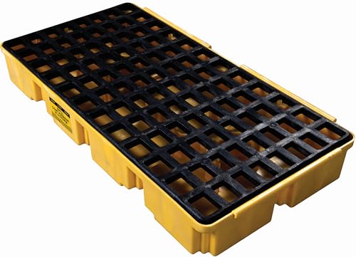 Eagle 2 Drum Spill Platform with Forklift Pockets, 26.25"x51"x6.5", 30 Gallon Sump, 5,000 lbs. Load Capacity Containment Tray, Made in USA, Yellow, 1632