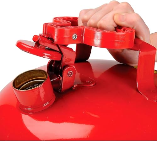 Eagle 5 Gallon Type I Red Safety Gas Can for Gasoline with Flame Arrester and Self-Closing Lid, Made in the USA, Galvanized Steel Flammable Storage Can, UI50S