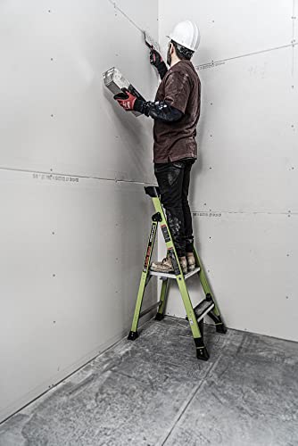 Little Giant Ladders, MightyLite 2.0, 4' Stepladder with Ground Cue, Fiberglass, Type IAA, 375 lbs Weight Rating, (15404-001), Green