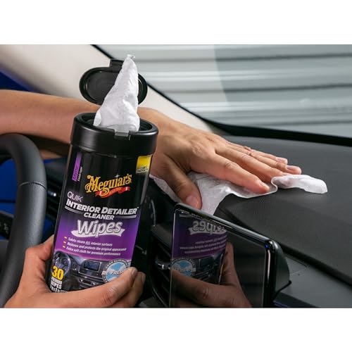 Meguiar's Quik Interior Detailer Wipes - This Non-Greasy Formula Cleans and Protects All Interior Surfaces - Easy Cleaning and Detailer, All Surface Car Wipe with UV Protection, 25 Wipes