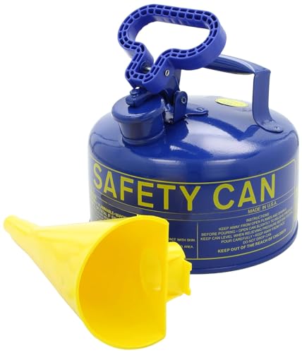 Eagle 1 Gallon Type I Blue Safety Gas Can for Kerosene with Flame Arrester, Self-Closing Lid, and F-15 Funnel, Made in the USA, Galvanized Steel Flammable Storage Can, UI10FSB
