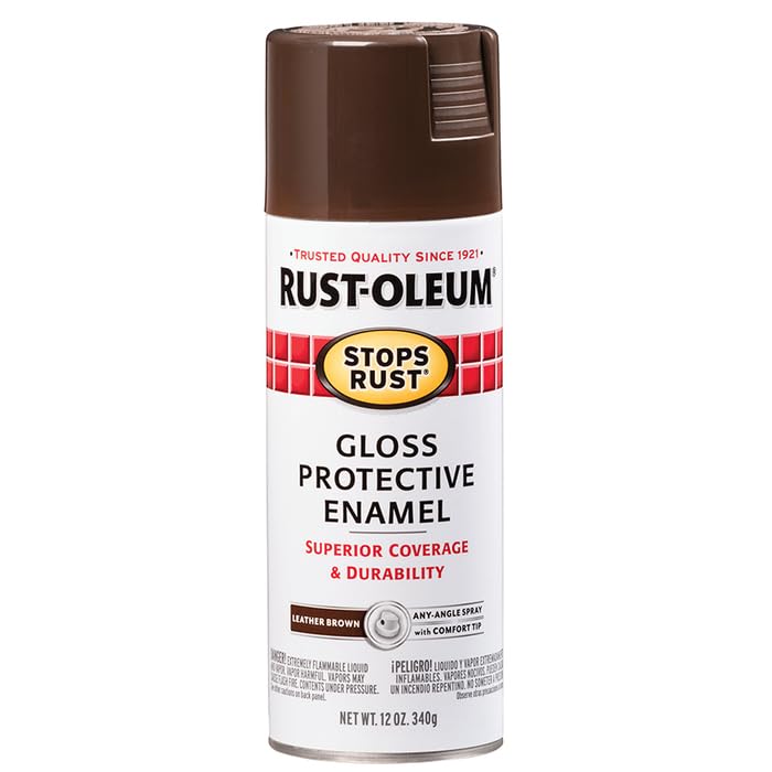 Rust-Oleum 7775830 Stops Rust Spray Paint, 12 oz, Gloss Leather Brown (Pack of 6)