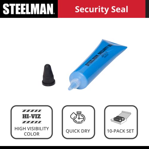 Steelman JSP10118 1-Ounce Security Seal, Bright Blue, Adheres to Both Metal and Plastic, Durable, Quick-Drying (Pack of 10)