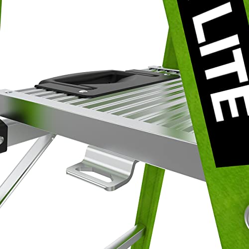 Little Giant Ladders, MightyLite 2.0, 4' Stepladder with Ground Cue, Fiberglass, Type IAA, 375 lbs Weight Rating, (15404-001), Green