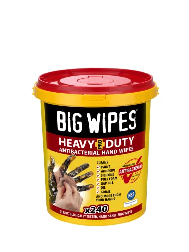 "BIG WIPES HEAVY DUTY PRO+ 240 WIPE BUCKET HEAVY DUTY TEXTURED SCRUB & CLEAN WIPES"