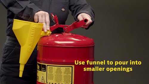 Justrite 2.5 Gallon Type I Green Safety Can for Oil with Flame Arrester, Self-Closing Lid, and Funnel, Made in The USA, Galvanized Steel Flammable Storage Can, 7125410