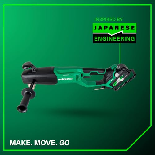 Metabo HPT 36V MultiVolt Cordless 1/2" High Power Right Angle Drill Kit, Power Drill Set with Bag, Lithium-Ion Slide Battery and Charger, 1/2-Inch Chuck, Compact Lightweight Power Tool, D36DYA