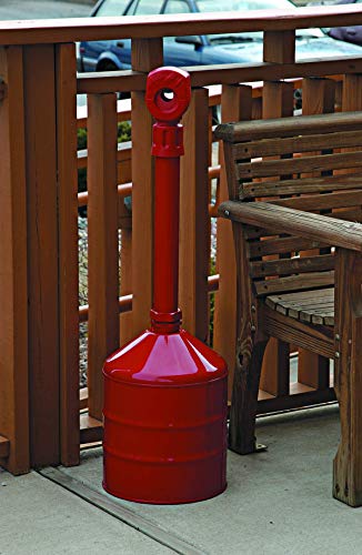 Justrite 26811R Steel Heavy Duty Butt Cans Cigarette Butt Receptacle, 5 Gallon Capacity, 11-1/2" Diameter x 38-1/2" Height, Red