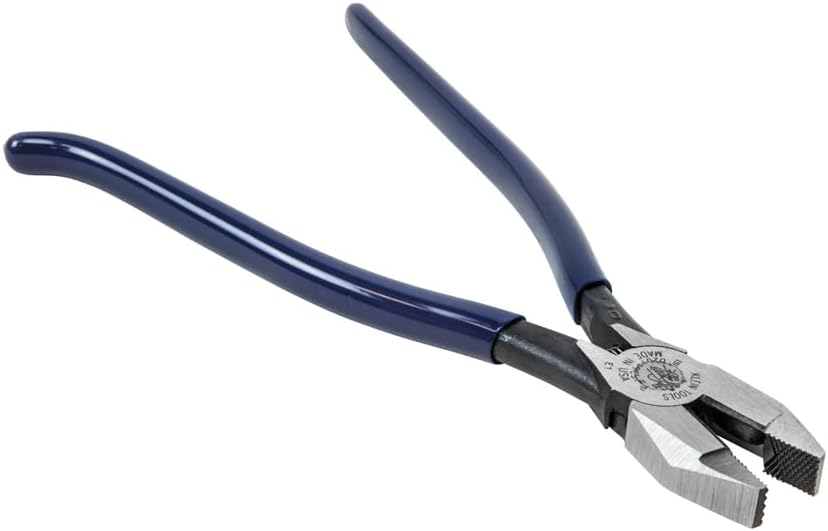 Klein Tools D201-7CST Ironworker Pliers, Spring Loaded Side Cutters, Twists and Cuts Annealed Rebar Tie Wire, Heavy-duty Knurled Jaws, 9-Inch