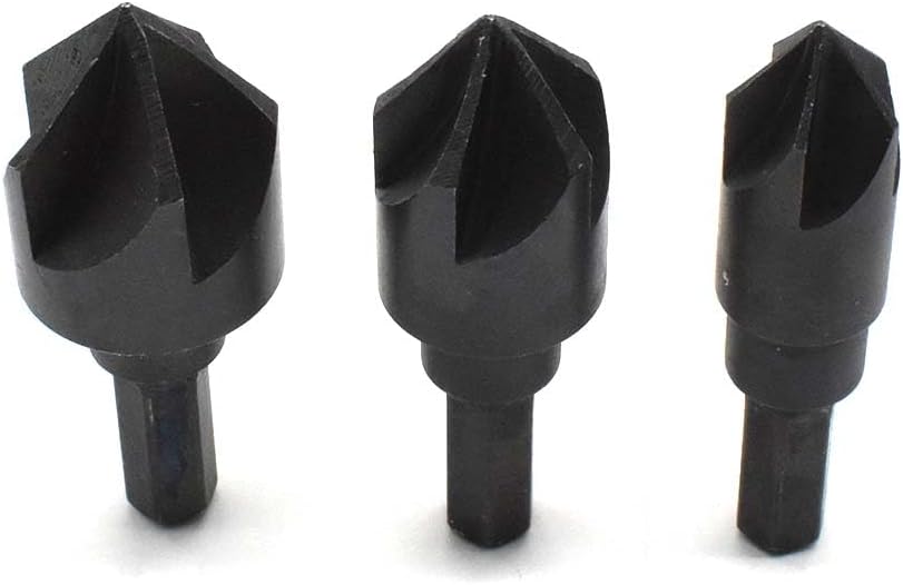 BIG HORN 19555 3-in-1 Countersink Set - 3 Interchangeable Cutters - Save Time & Deburr Metal - 1 Count