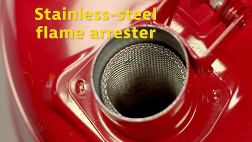 Justrite 1 Gallon Type I Yellow Safety Can for Diesel with Flame Arrester, Self-Closing Lid, and Funnel, Made in The USA, Galvanized Steel Flammable Storage Can, 7110210
