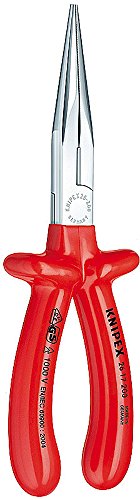 KNIPEX Tools Long Nose Pliers with Cutter, 1000V Insulated