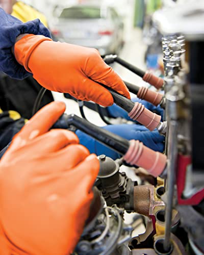 Atlantic Safety Products Orange Lightning Exam Gloves, Disposable, Powder-Free Nitrile Gloves, Orange, Extra Large, 100-Ct