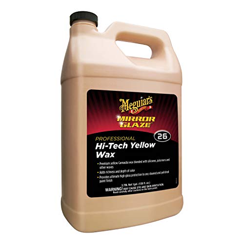 Meguiar’s Professional Hi-Tech Yellow Wax M2601 - Pro Yellow Carnauba Wax with a Deep Gloss & Shine and a Long-Lasting Protection, Easy to Use Liquid Wax with Professional Results, 1 Gal, 128 Oz