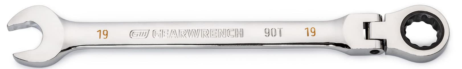 GEARWRENCH 86719 19mm 4 Degree Swing Arch 12 Point Flex Head Ratcheting Combination Wrench