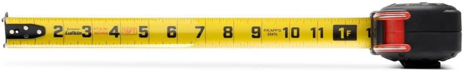 Lufkin 16-inch Shockforce G2 Tape Measure, L1216-02, Cylindrical Lock, Alloy Steel Blade and Case, 3x Blade Life, Diamond-Coated End Hook 16'