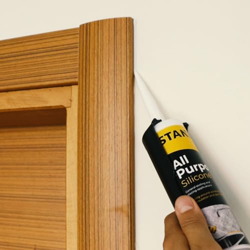 Stanley All Purpose RTV Silicone Sealant - 1x10.1 fl. oz. Translucent, Window and Door Caulk,%100 Silicone Waterproof and Flexible Sealar for Kitchen & Bathroom, Cartridge, 1 Pack