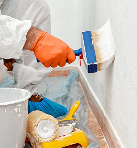 Atlantic Safety Products Orange Lightning Exam Gloves, Disposable, Powder-Free Nitrile Gloves, Orange, Extra Large, 100-Ct