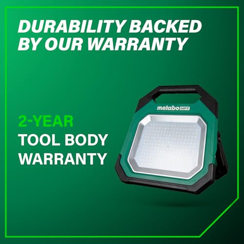 Metabo HPT 18V MultiVolt Cordless 10,000 Lumen LED Work Light, 15 Settings Adjustable Brightness, Portable Work Light with USB Charging Port, Water & Dust Resistant, Tool Body Only, UB18DDQ4