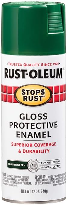 Rust-Oleum 7738830 Stops Rust Spray Paint, 12 oz, Gloss Hunter Green (Pack of 6)