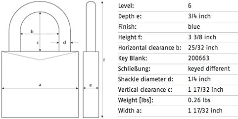 Abus 72/40HB75 Lockout Padlock, KD, Blue, 1/4 in. Dia.