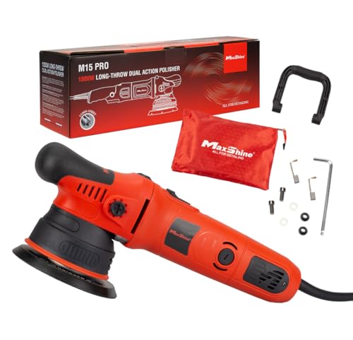 Maxshine 8mm Throw, 5" Plate M8S V2 Dual Action Polisher, Car Detailing - Powerful 1000W, 6-Speed, 5/16"-24 Thread - Auto Detailing Tool for Paint Protection, Restoration, Scratch Repair & Shine (Red)
