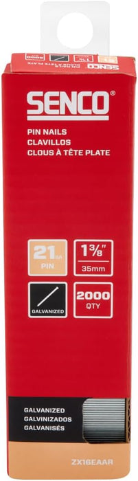 Senco ZX16EAAR 1-3/8" 21 Gauge Pin Nails, Galvanized Finish (2000 Count)