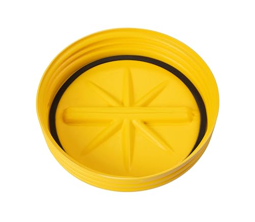 Eagle 30 Gallon Plastic Drum with Lid, Screw-On Lid, 28.3"x22.5", Lab Pack Drum Made of Durable, Lightweight HDPE, Withstands Weather and Chemicals, Made in USA, Yellow, 1600SL