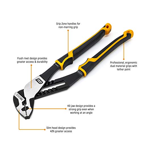 GEARWRENCH 10" Pitbull K9 Straight Jaw Dual Material Tongue and Groove Pliers - 82170C