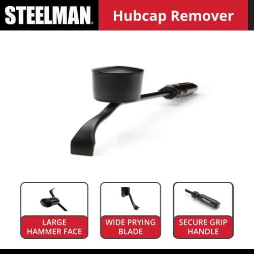 Steelman (75031) Hubcap Remover Tool for Auto Mechanics, Heavy-Duty Steel, Large Rubber Hammer Face, Wide Prying Blade, Secure Grip