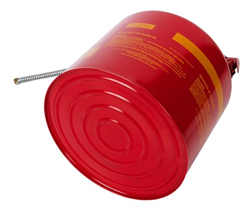 Eagle 5 Gallon Type II Red Safety Gas Can for Gasoline with Flame Arrester, Self-Closing Lid, and 12" x 7/8" Flexible Metal Hose, Made in the USA, Galvanized Steel Flammable Storage Can, U251S